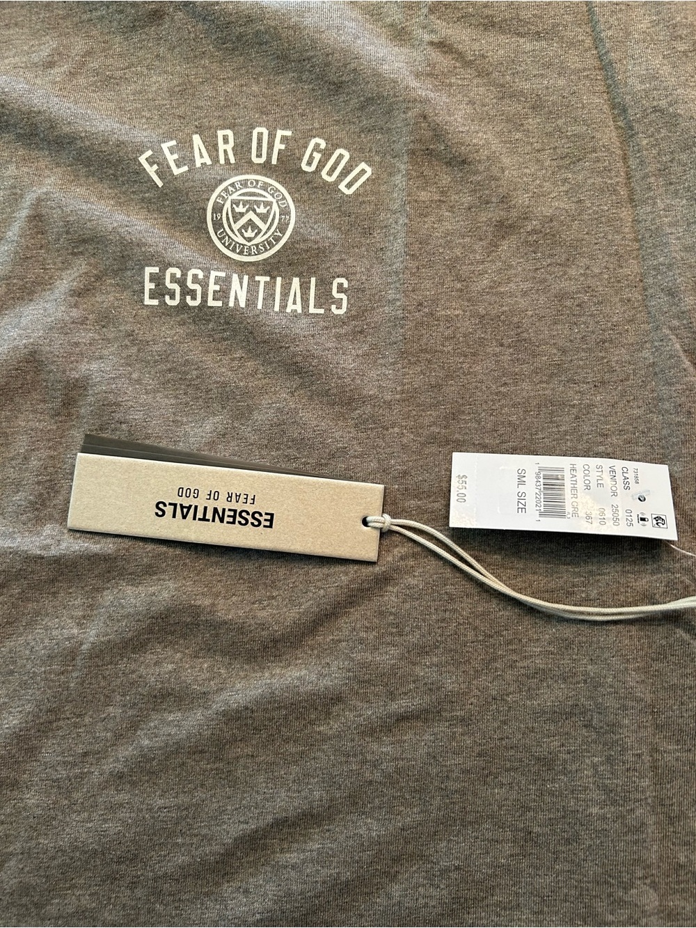 Fear of God Essentials Men's Heather Gray Logo T-Shirt